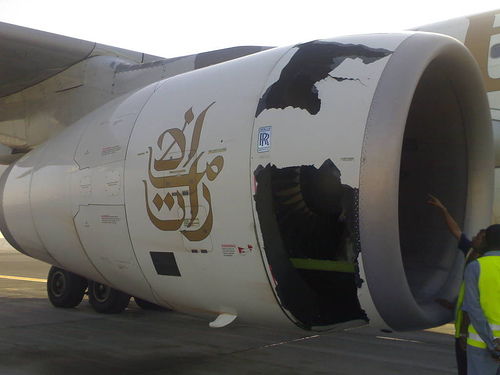 Emirates A330 RR Engine Nose Cowl Damage