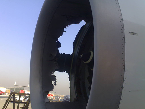 Emirates A330 RR Engine Nose Cowl Damage