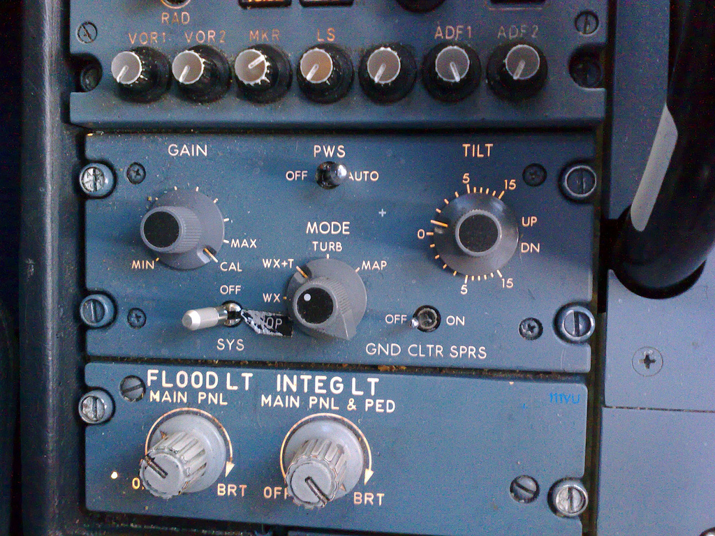 Panel de radar del A321 en configuración normal